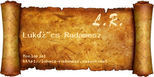 Lukács Radamesz névjegykártya