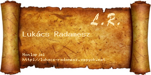 Lukács Radamesz névjegykártya
